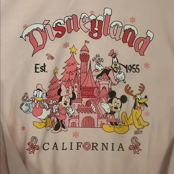 Gildan Pink Crew Neck Sweater with Disney Castle Design - Picture 2 of 5